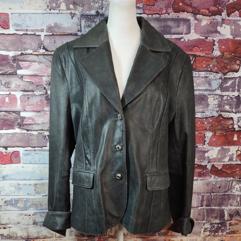 Pamela Dennis Distressed Leather Jacket